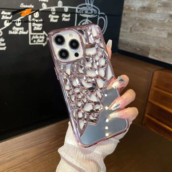 Hollow Out Mirror Make Up Case For iPhone 16 Pro 15 14 13 Pro Max 12 11 TPU Heat Dissipation Breathable Plating Luxury Cover