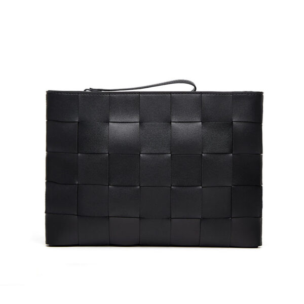 Luxury Big Checkered Woven PU Leather Clutch Bag Large Capacity Clutch Envelope Bags Men's Wrist Wallets