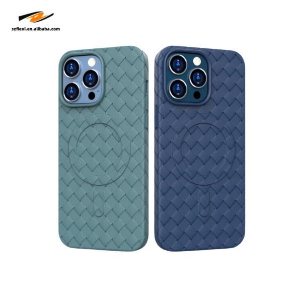 Luxury Cooling TPU Woven Pattern Case For iPhone 16 Plus 15 14 13 12 Pro Max Magnetic Wireless Charge Cover