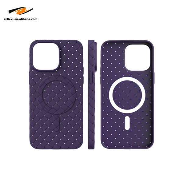 Luxury Cooling TPU Woven Pattern Case For iPhone 16 Plus 15 14 13 12 Pro Max Magnetic Wireless Charge Cover