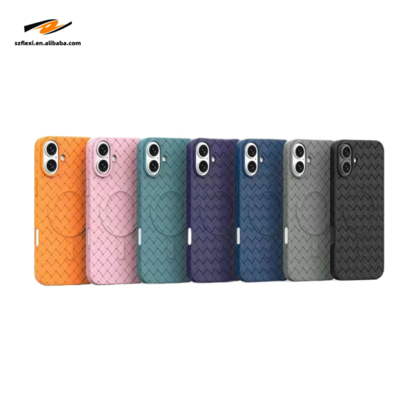 Luxury Cooling TPU Woven Pattern Case For iPhone 16 Plus 15 14 13 12 Pro Max Magnetic Wireless Charge Cover