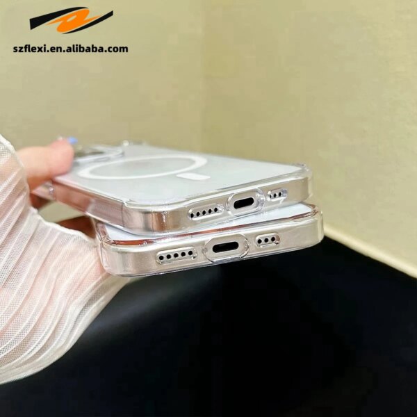 Luxury Magnetic Acrylic Transparent PC Slim Cases For iPhone 16 15 14 13 Pro Max Wireless Charge Shockproof Phone Case