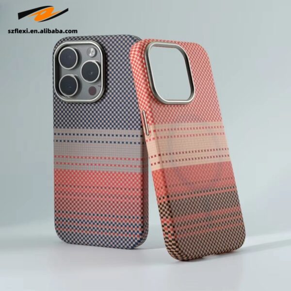 Luxury Metal Lens Pixel Texture Phone Case For iPhone 16 Pro 15 14 13 Frosted Wireless Charging Hard PC Cover