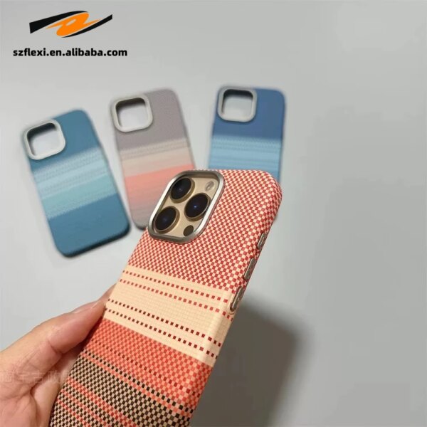 Luxury Metal Lens Pixel Texture Phone Case For iPhone 16 Pro 15 14 13 Frosted Wireless Charging Hard PC Cover