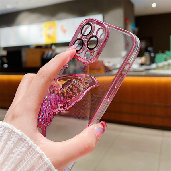 Luxury Plating Silicone Clear Glitter Quicksand Dream Butterfly Case For iPhone 15 Pro 14 13 12 11 Pro Max Shockproof Lens Cover