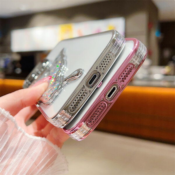 Luxury Plating Silicone Clear Glitter Quicksand Dream Butterfly Case For iPhone 15 Pro 14 13 12 11 Pro Max Shockproof Lens Cover