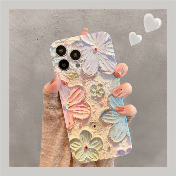 Luxury Soft Shockproof Cover Fashion Flowers Laser IMD Phone Case For iPhone 16 Pro Max 15 14 13 12 11 Xs XR 7 8 Plus SE 2020