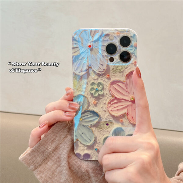 Luxury Soft Shockproof Cover Fashion Flowers Laser IMD Phone Case For iPhone 16 Pro Max 15 14 13 12 11 Xs XR 7 8 Plus SE 2020