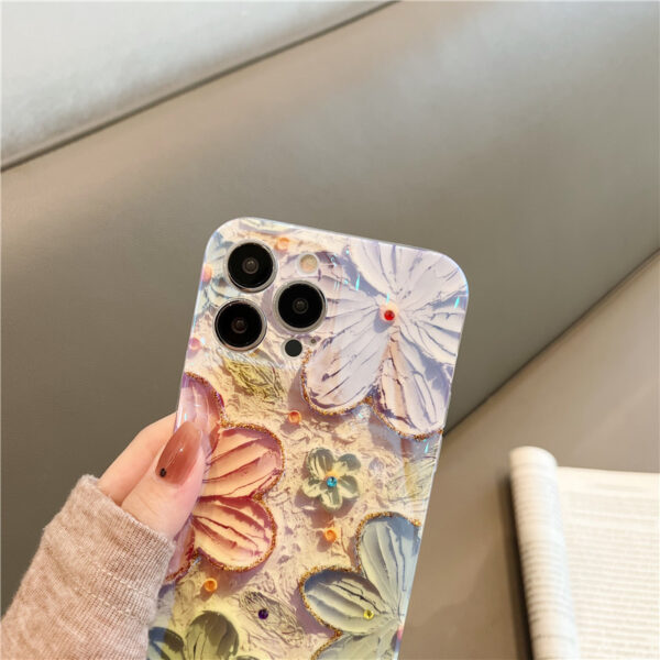 Luxury Soft Shockproof Cover Fashion Flowers Laser IMD Phone Case For iPhone 16 Pro Max 15 14 13 12 11 Xs XR 7 8 Plus SE 2020