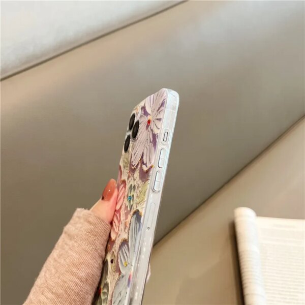 Luxury Soft Shockproof Cover Fashion Flowers Laser IMD Phone Case For iPhone 16 Pro Max 15 14 13 12 11 Xs XR 7 8 Plus SE 2020