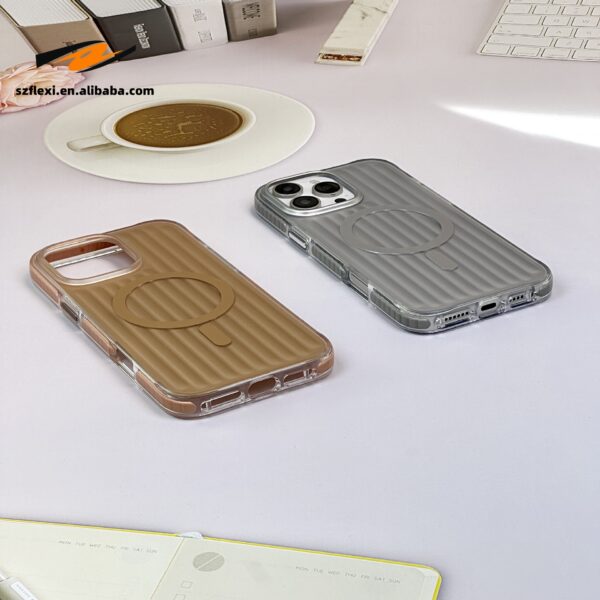 Luxury Wave Hard PC Gradient Laser Corrugated Case For iPhone 16 Pro Max Back Cover