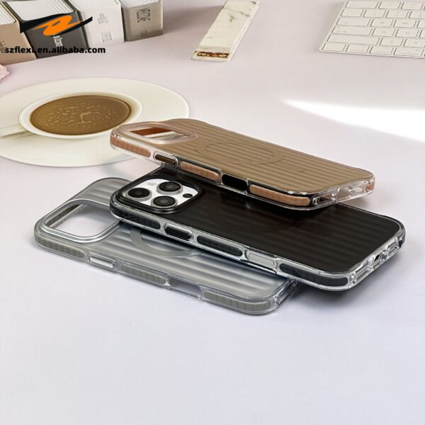 Luxury Wave Hard PC Gradient Laser Corrugated Case For iPhone 16 Pro Max Back Cover