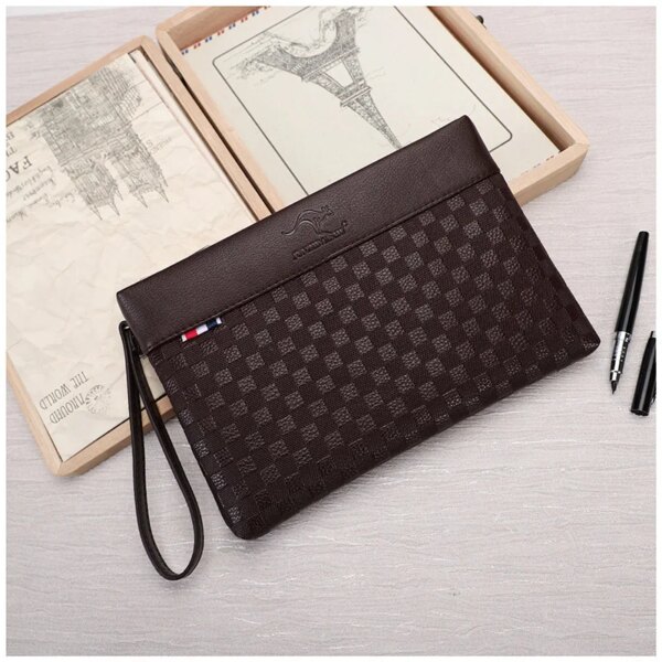 Men's Clutch Bag Leather Men Wrist Fashion Business Clutch Wallet Man Envelope Cow Leather Hand Bags