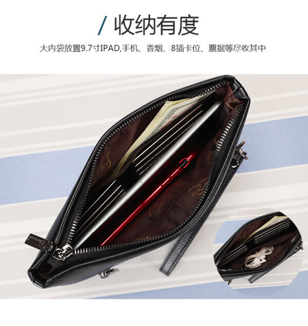 Men's Clutch Bag Leather Men Wrist Fashion Business Clutch Wallet Man Envelope Cow Leather Hand Bags