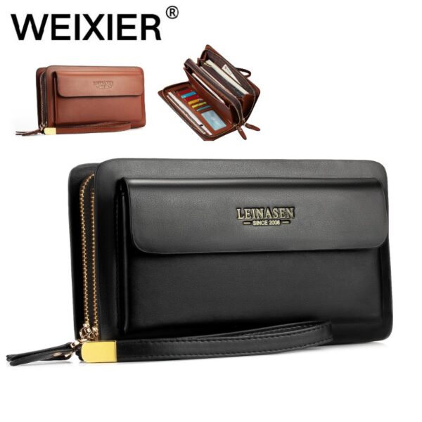 Popular Customized Logo Men's Bag Business Handbag high quality waterproof men's long style pu leather wallet