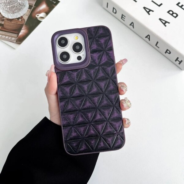 Retro Argyle Luxury Kajsa Glamorous Dazzle For iPhone 15 Pro Max Leather Back Case Metal lens Protector Phone Cover