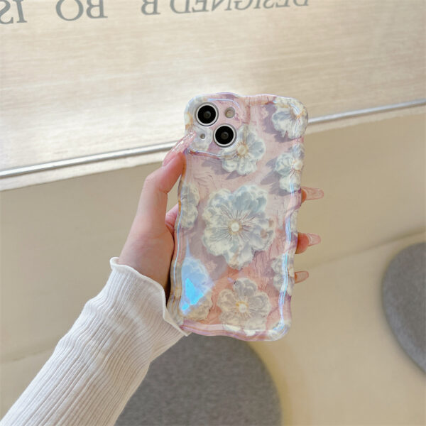 Retro Oil Painting Flowers Shockproof Laser Case For iPhone 12 Pro Max 11 13 14 Pro Max 15 Silicone All-Inclusive Cover