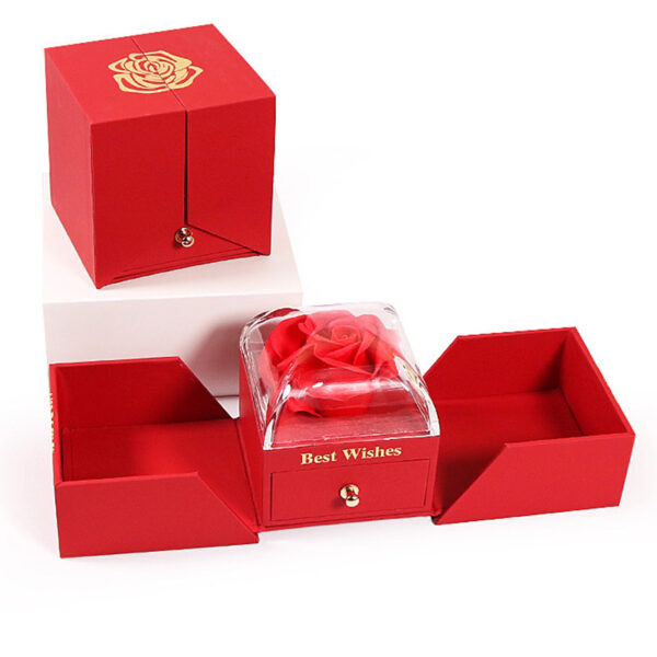 Valentines Mothers Day Gifts 2025 Preserved Eternal Rose Jewelry Box Single Rose Drawer Ring Necklace Packaging Jewelry Box