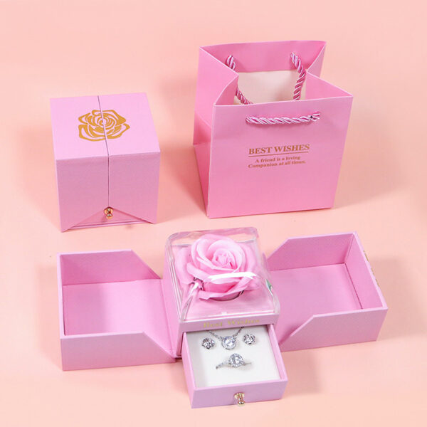 Valentines Mothers Day Gifts 2025 Preserved Eternal Rose Jewelry Box Single Rose Drawer Ring Necklace Packaging Jewelry Box