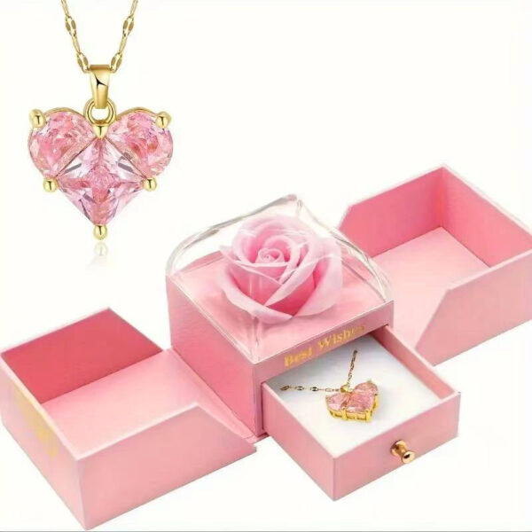 Valentines Mothers Day Gifts 2025 Preserved Eternal Rose Jewelry Box Single Rose Drawer Ring Necklace Packaging Jewelry Box