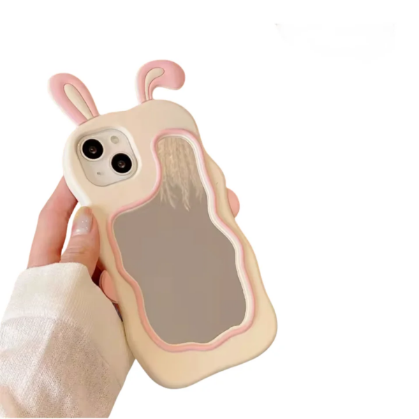 Wave Border Phone Case For iPhone 15 14 Pro Max 11 12 Pro Silicone Material With Make-up Mirror