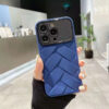 Weave Pattern Soft Silicone Soft Camera Lens Protection Case For iPhone 11 12 13 14 15 Pro Max Shockproof Solid Color Cover