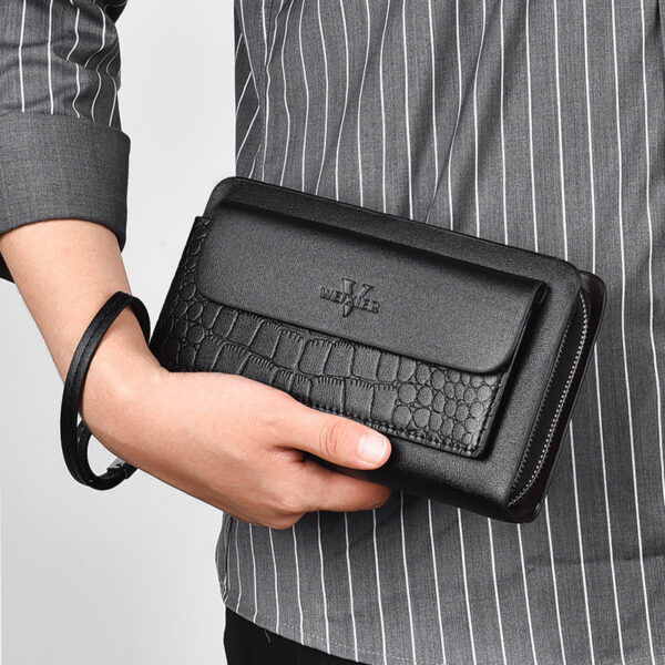 WEIXIER Leather Clutch Bag for Men Zipper Wallet Passcard Fashion Luxury Handbag Square Card Holder Phone Pouch Hand Bag