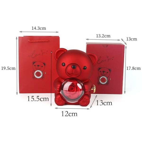 Wholesale Hot Valentine's Gifts Set Hugging Bear Ring Necklace Flower Box Acrylic Hug Bear Rotating Eternal Rose Jewelry Boxes