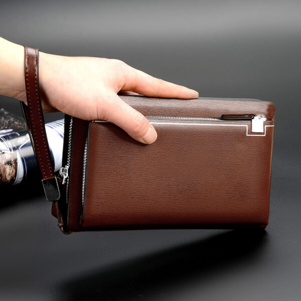 wholesale luxury PU leather wrist men clutch bag 2019 new fashion double zipper trend wild high quality handbag business casual