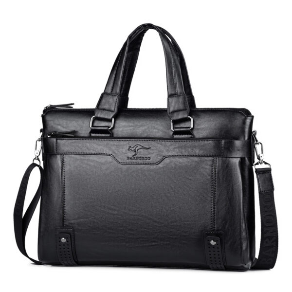 2024 New Horizontal Men's Briefcase Fashion Crossbody Bag PU Leather Shoulder Bag Business Computer 15.6-inch Laptop Briefcase