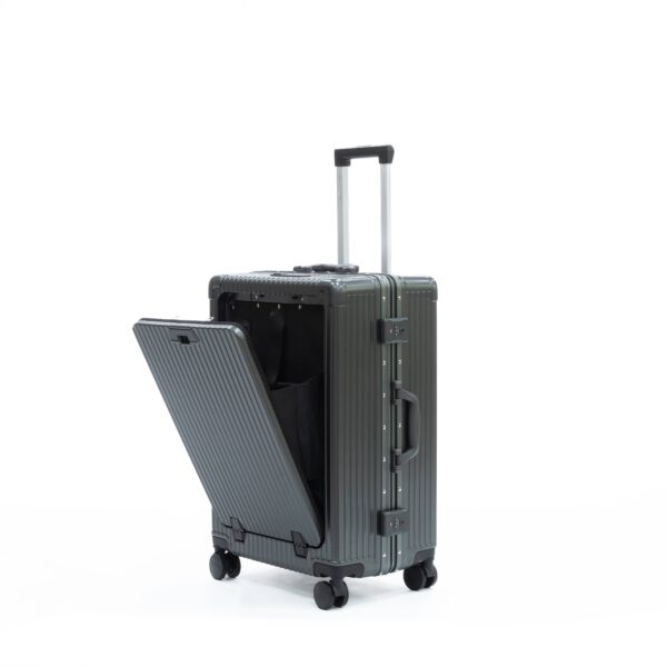 24-inch Suitcase With Multi-purpose Aluminum Frame With USB Charging Port, TSA Lock, Cup Holder for Travel,business