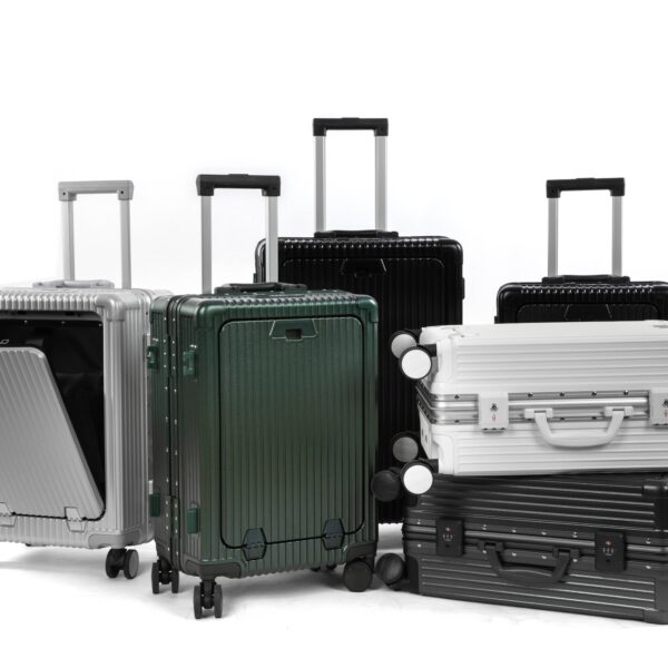 24-inch Suitcase With Multi-purpose Aluminum Frame With USB Charging Port, TSA Lock, Cup Holder for Travel,business