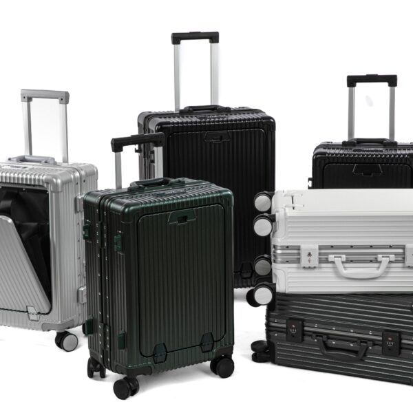 24-inch Suitcase With Multi-purpose Aluminum Frame With USB Charging Port, TSA Lock, Cup Holder for Travel,business