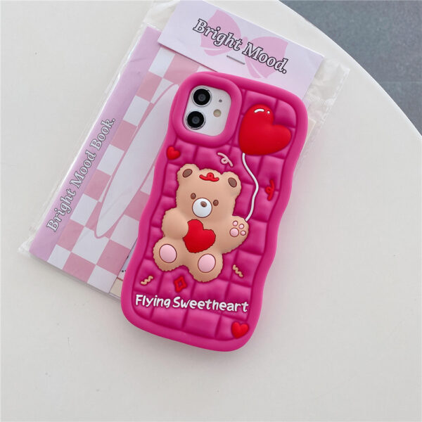 3D Cute Bear Kawaii Cartoon Silicone Mobile Cell Phone Back Cover Case for Girl Iphone 6 7 8 Plus X XS XR 11 12 13 14 15 Pro MAX