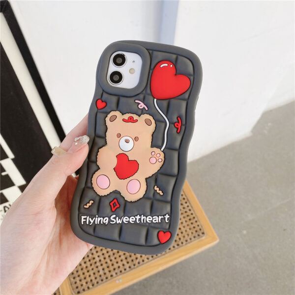 3D Cute Bear Kawaii Cartoon Silicone Mobile Cell Phone Back Cover Case for Girl Iphone 6 7 8 Plus X XS XR 11 12 13 14 15 Pro MAX