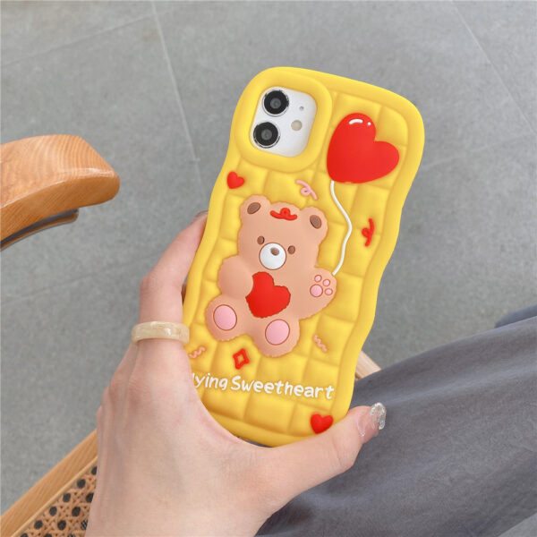 3D Cute Bear Kawaii Cartoon Silicone Mobile Cell Phone Back Cover Case for Girl Iphone 6 7 8 Plus X XS XR 11 12 13 14 15 Pro MAX