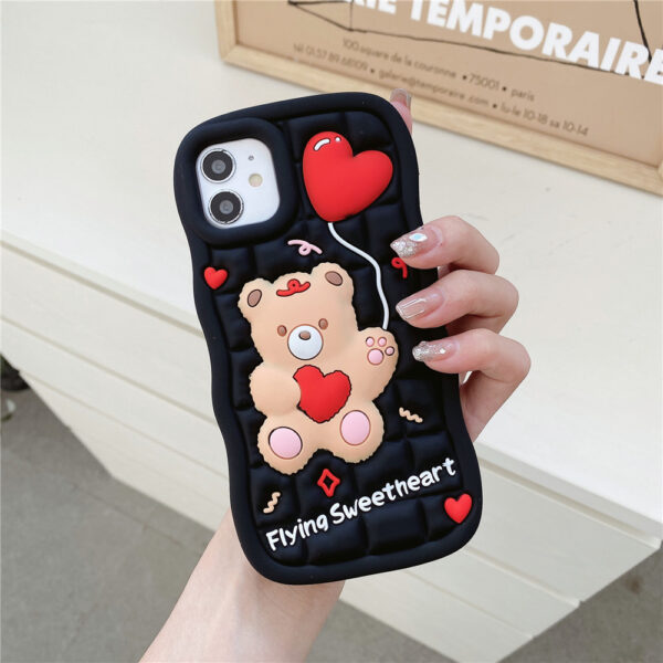3D Cute Bear Kawaii Cartoon Silicone Mobile Cell Phone Back Cover Case for Girl Iphone 6 7 8 Plus X XS XR 11 12 13 14 15 Pro MAX