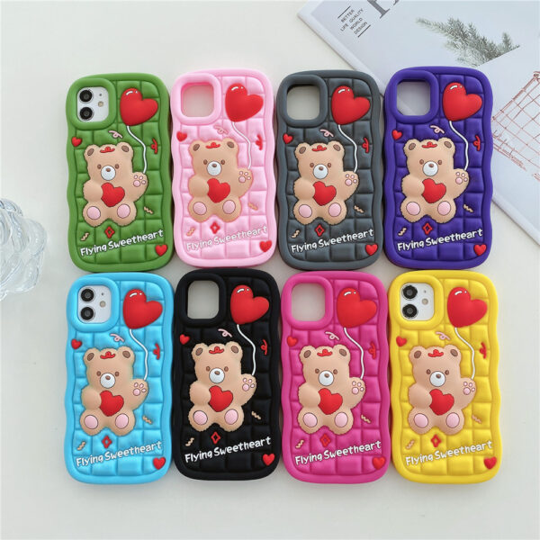 3D Cute Bear Kawaii Cartoon Silicone Mobile Cell Phone Back Cover Case for Girl Iphone 6 7 8 Plus X XS XR 11 12 13 14 15 Pro MAX
