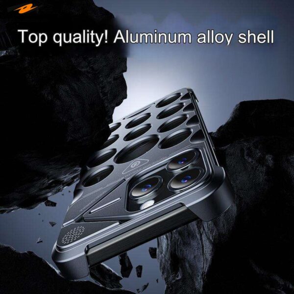 Aluminum Alloy Heat Dissipation Hollow Phone Case for iPhone 16 15 14 Pro Max 13 Aromatherapy Frameless Shockproof Bumper