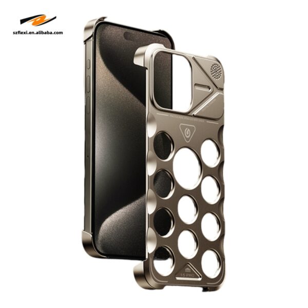 Aluminum Alloy Heat Dissipation Hollow Phone Case for iPhone 16 15 14 Pro Max 13 Aromatherapy Frameless Shockproof Bumper