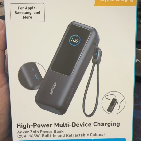 ANKER Zolo 165W Power Bank With Dual Line Power Bank Fast Charging 25000mAh Mobile Power Bank A1695 Positive