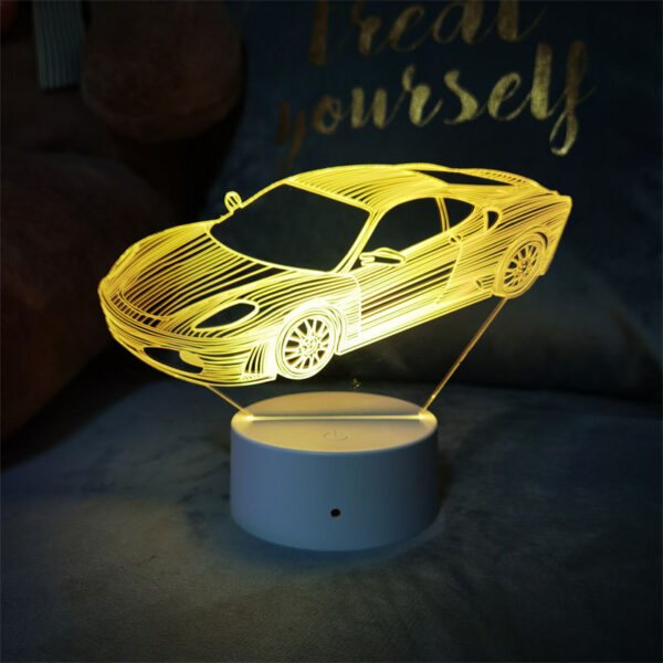 Creative Sports Car 7 Colorful Nightlight 3D Ambiance Table Lamp 3D Optical Illusion LED Light Toy Birthday Gift for Kids