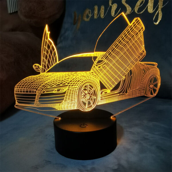 Creative Sports Car 7 Colorful Nightlight 3D Ambiance Table Lamp 3D Optical Illusion LED Light Toy Birthday Gift for Kids