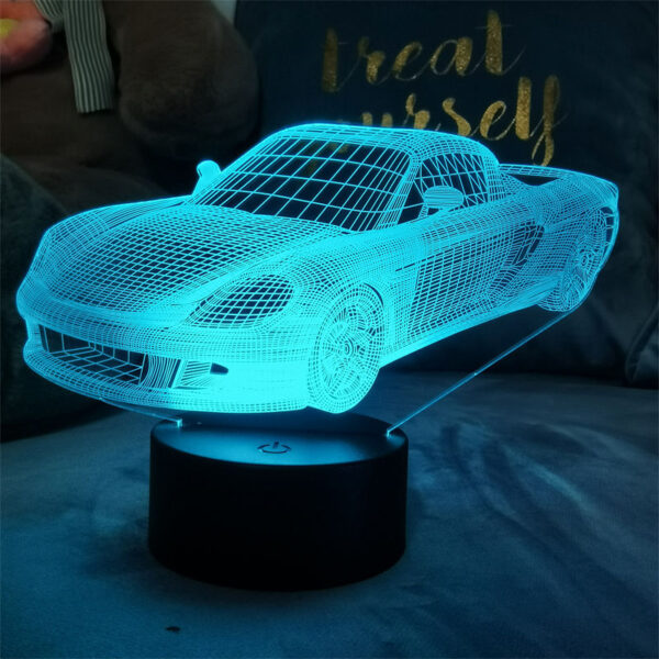 Creative Sports Car 7 Colorful Nightlight 3D Ambiance Table Lamp 3D Optical Illusion LED Light Toy Birthday Gift for Kids