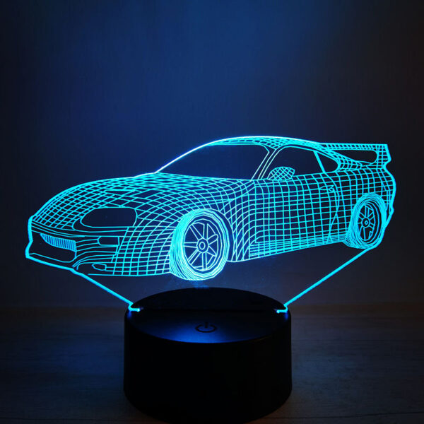 Creative Sports Car 7 Colorful Nightlight 3D Ambiance Table Lamp 3D Optical Illusion LED Light Toy Birthday Gift for Kids