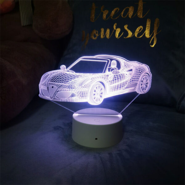 Creative Sports Car 7 Colorful Nightlight 3D Ambiance Table Lamp 3D Optical Illusion LED Light Toy Birthday Gift for Kids
