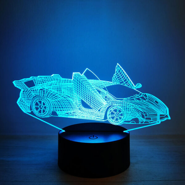 Creative Sports Car 7 Colorful Nightlight 3D Ambiance Table Lamp 3D Optical Illusion LED Light Toy Birthday Gift for Kids