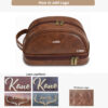 Custom logo Leather Waterproof Shaving Grooming Toiletry Bag Mens Cosmetic Bag Makeup Dopp Kit for Men
