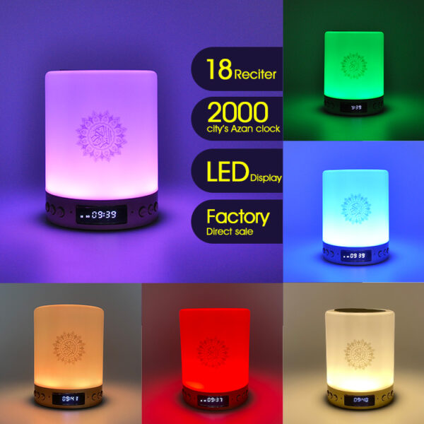 Eid Ramadan Islamic Muslim Gift Digital Led Night Light Moon Touch Lamp Recitation Coran Mp3 Player Azan Clock Al Quran Speaker