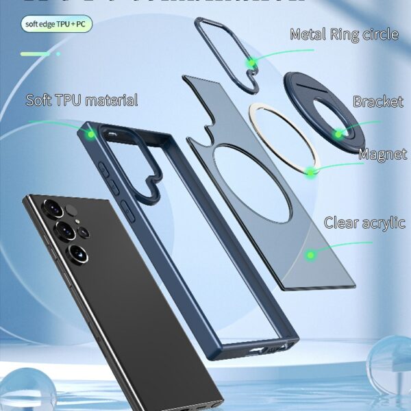 For Samsung Galaxy S24 Ultra Case Magnetic Finger Ring Holder Hard Protective Back Soft Slim Bumper Cover Case